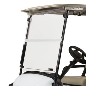 09-024 Windshield, Yamaha Drive2 , Fold Down, Clear, 1/4", Rubber Trim