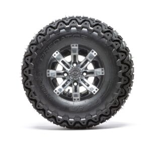 19-128 + 20-058 GTW 12" Tempest Machined/Black Wheels on 22x11-10 Predator A/T Tires
