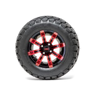 20-070 A19-361 GTW 12" Tempest Black/Red Wheels with 22" Timberwolf Mud Tires