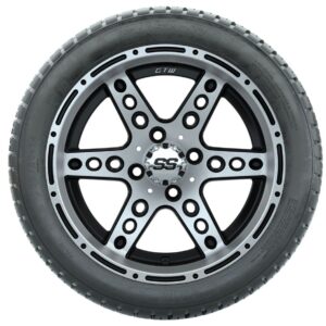 20-044 A19-405 GTW 14" Dominator Black/Machined Wheels with 205/30-14 (18") Fusion Street Tires