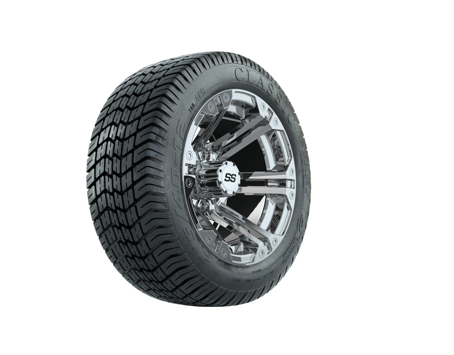 A19-541 GTW Specter 12x7 Chrome Wheel, TIRE, 215/40-12 4PR EXCEL CLASSIC, 12", Street