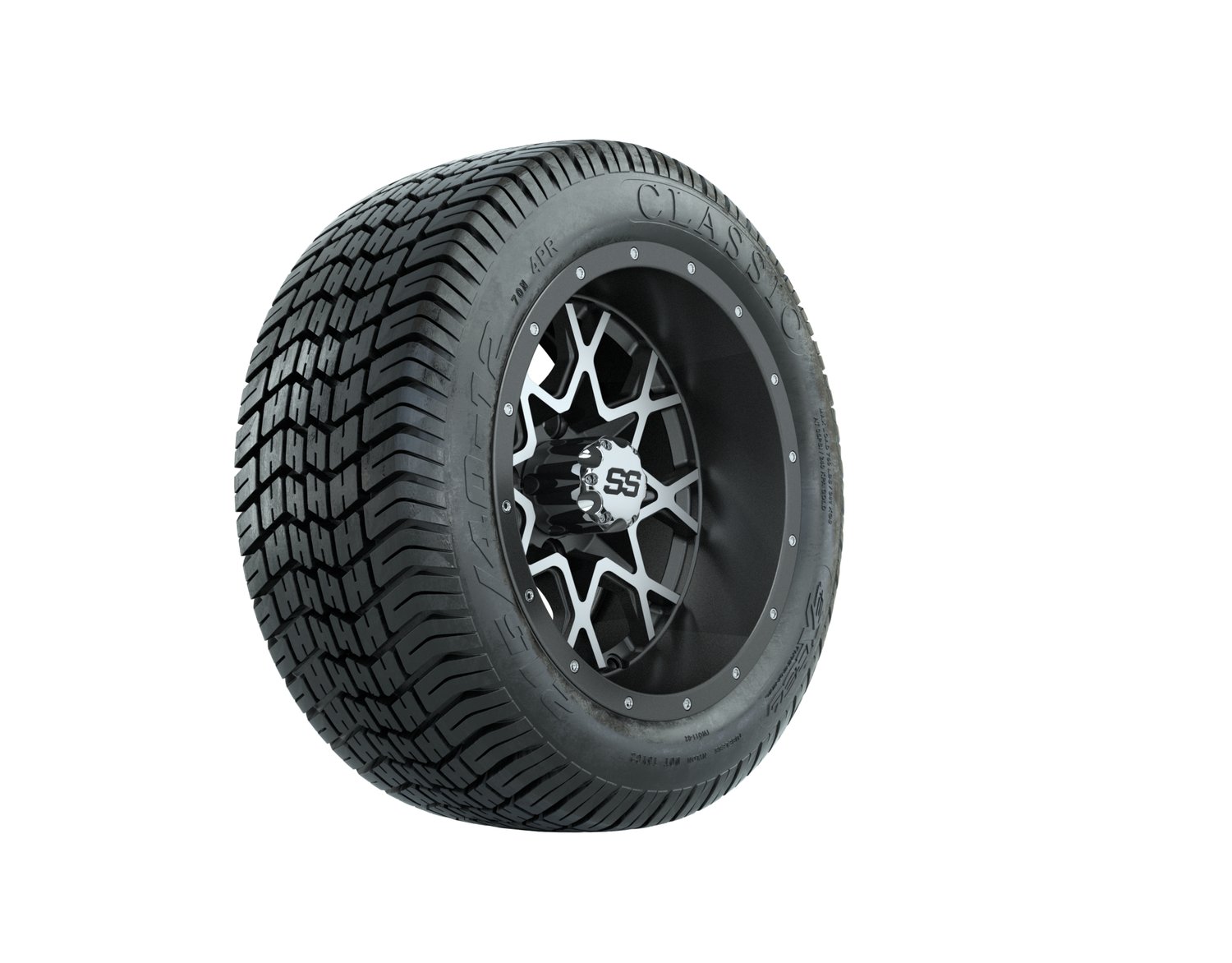 A19-551 VORTEX 2 WHEEL, 12X7 MATTE GRAY:MATTE MACHINED, TIRE, 215/40-12 4PR EXCEL CLASSIC, 12", Street