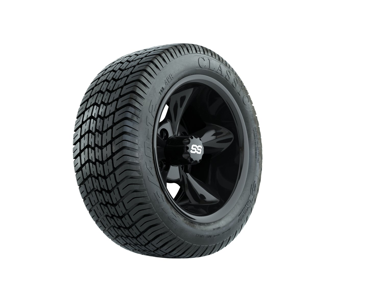 A19-721 GTW GODFATHER WHEEL, 12X7 BLACK, TIRE, 215/40-12 4PR EXCEL CLASSIC, 12", Street