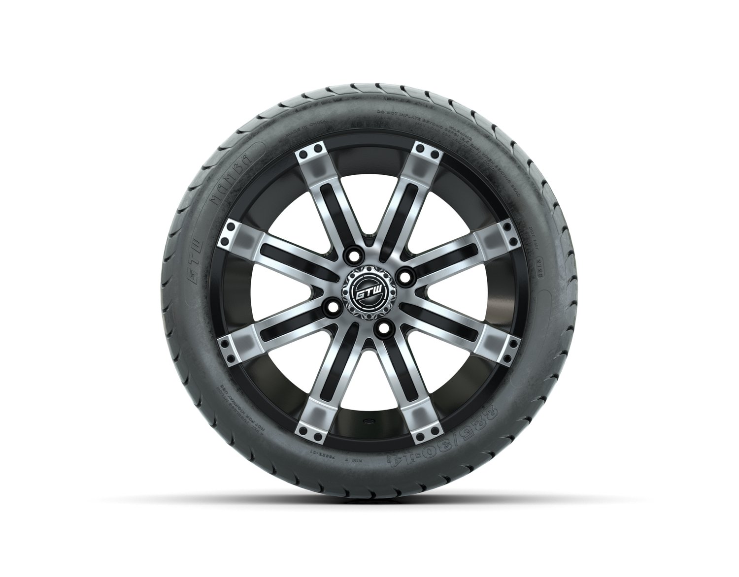 19-142 A19-XXX 14 GTW Tempest 14x7 Machined Black Wheel TIRE, 225:30-14 4PR, GTW MAMBA STREET 19-142 20-040