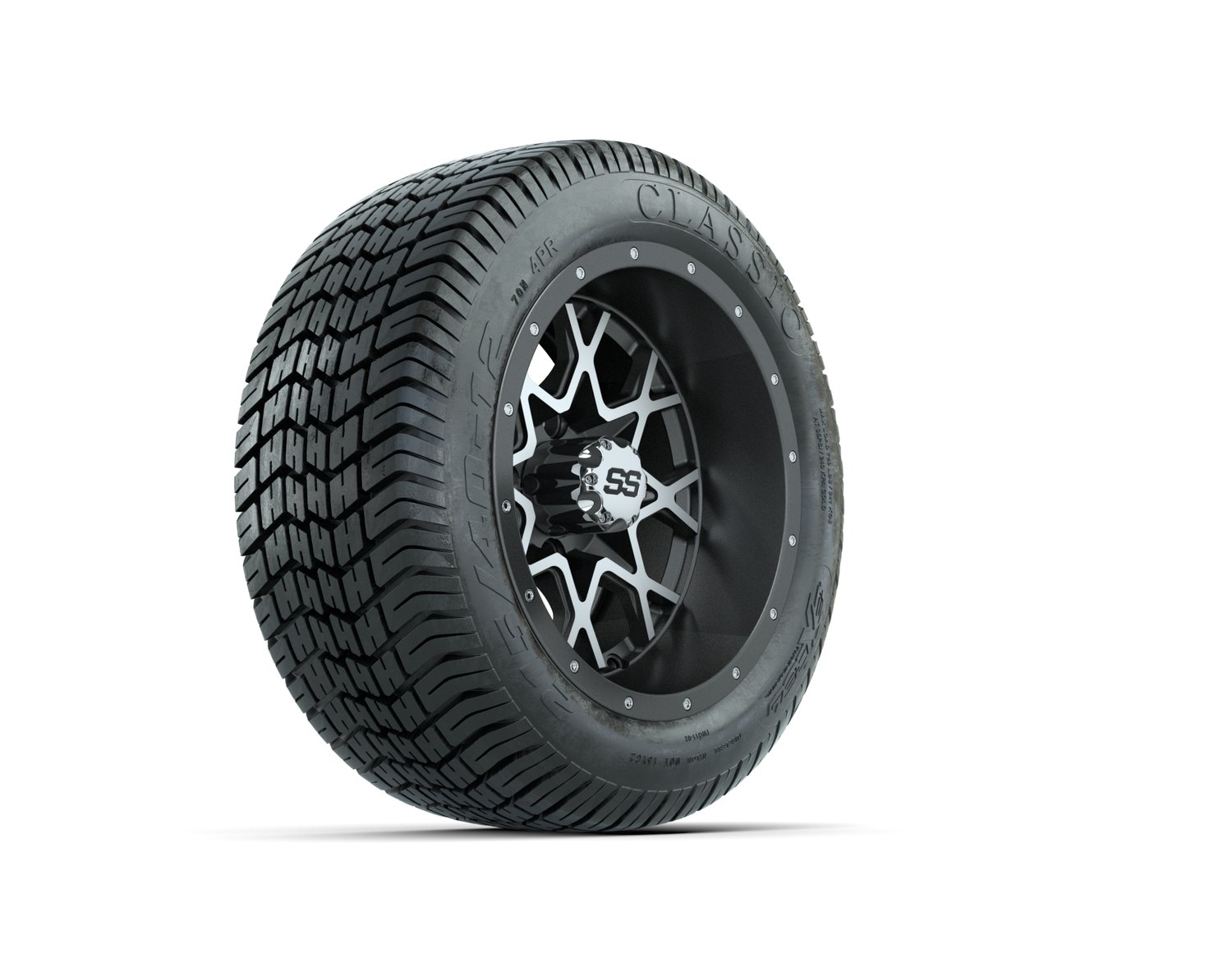 A19-551 VORTEX 2 WHEEL, 12X7 MATTE GRAY:MATTE MACHINED, TIRE, 215/40-12 4PR EXCEL CLASSIC, 12", Street