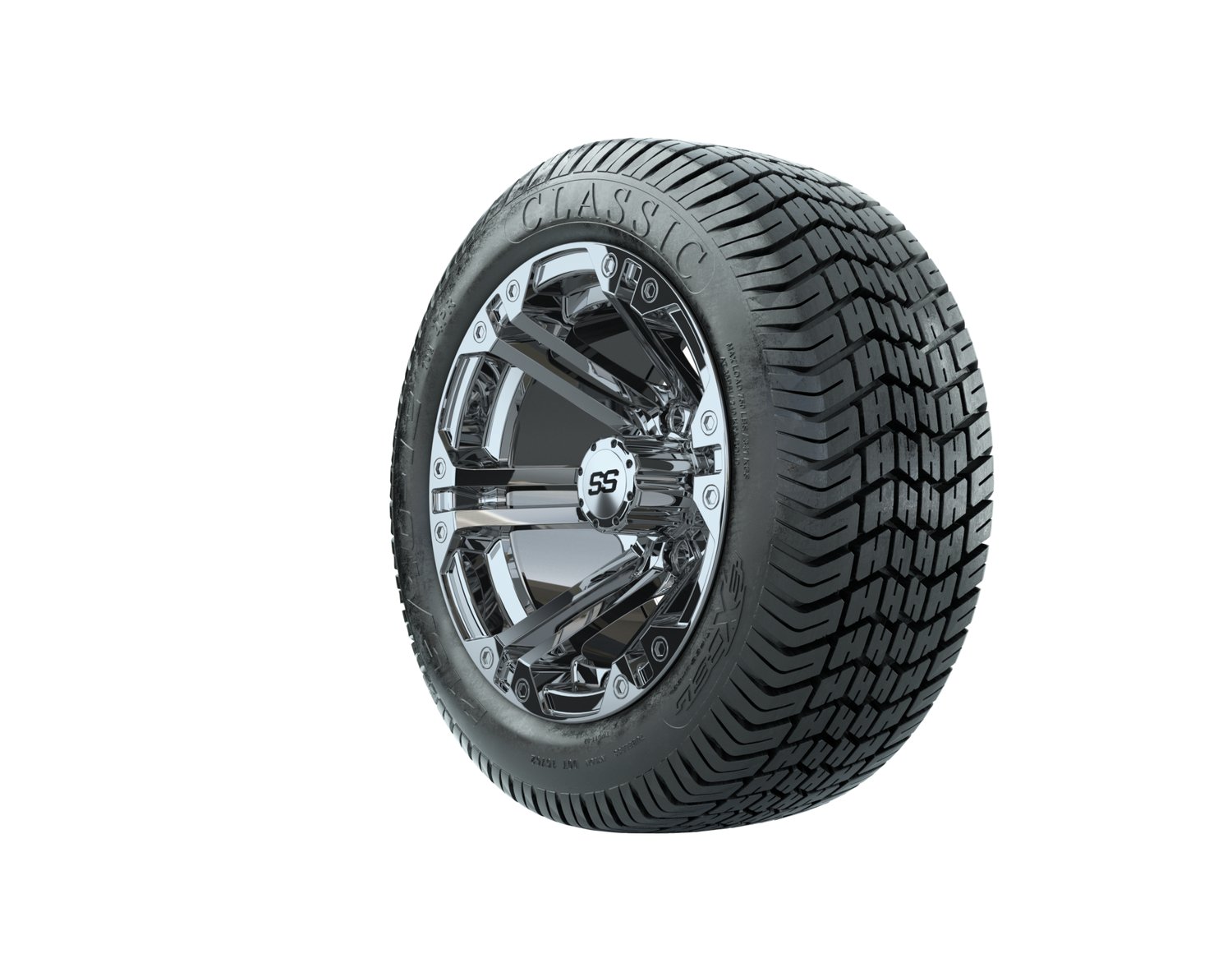 A19-541 GTW Specter 12x7 Chrome Wheel, TIRE, 215/40-12 4PR EXCEL CLASSIC, 12", Street