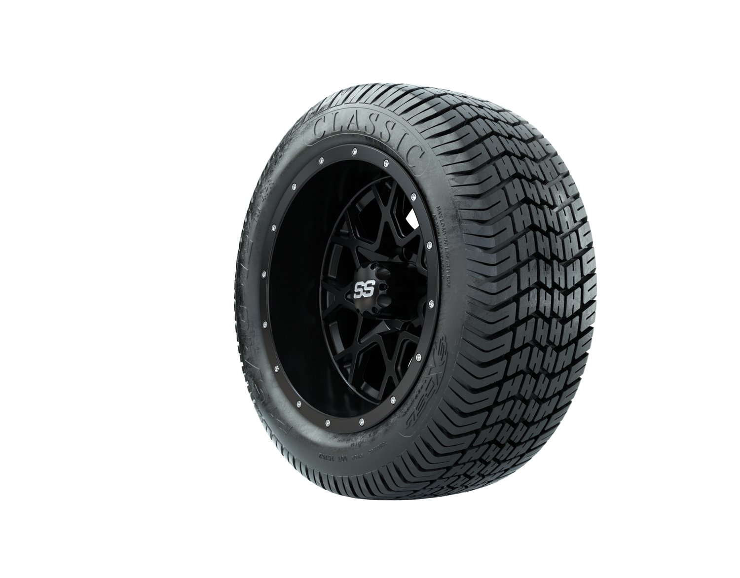 A19-621 VORTEX 2 WHEEL, 12X7 MATTE BLACK, TIRE, 215/40-12 4PR EXCEL CLASSIC, 12", Street
