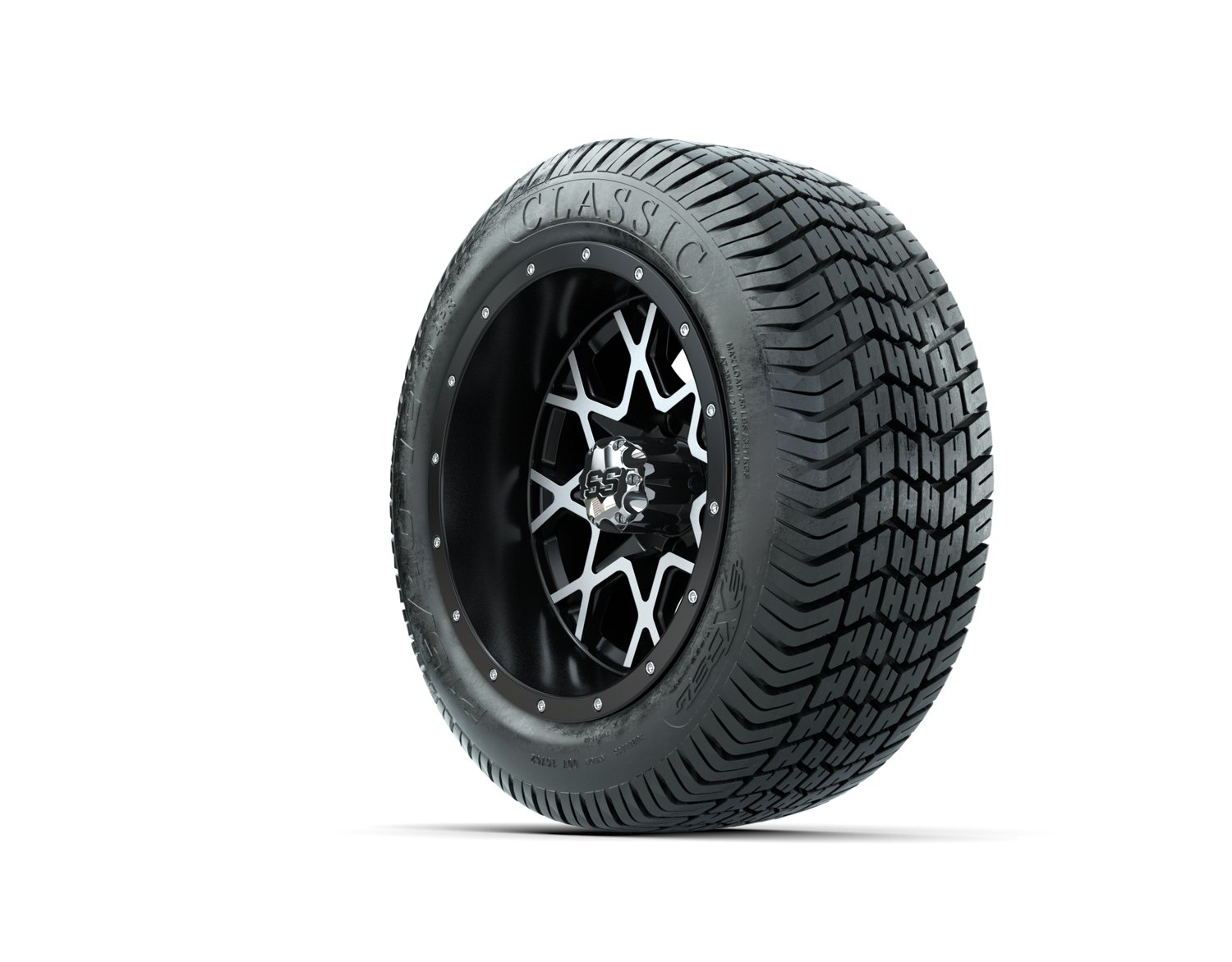 A19-551 VORTEX 2 WHEEL, 12X7 MATTE GRAY:MATTE MACHINED, TIRE, 215/40-12 4PR EXCEL CLASSIC, 12", Street