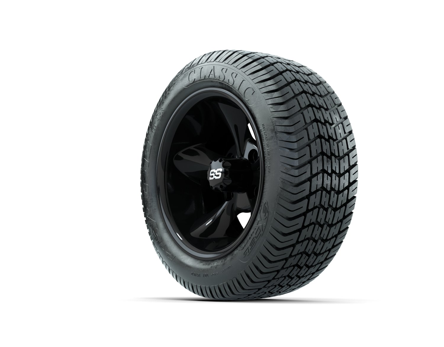 A19-721 GTW GODFATHER WHEEL, 12X7 BLACK, TIRE, 215/40-12 4PR EXCEL CLASSIC, 12", Street