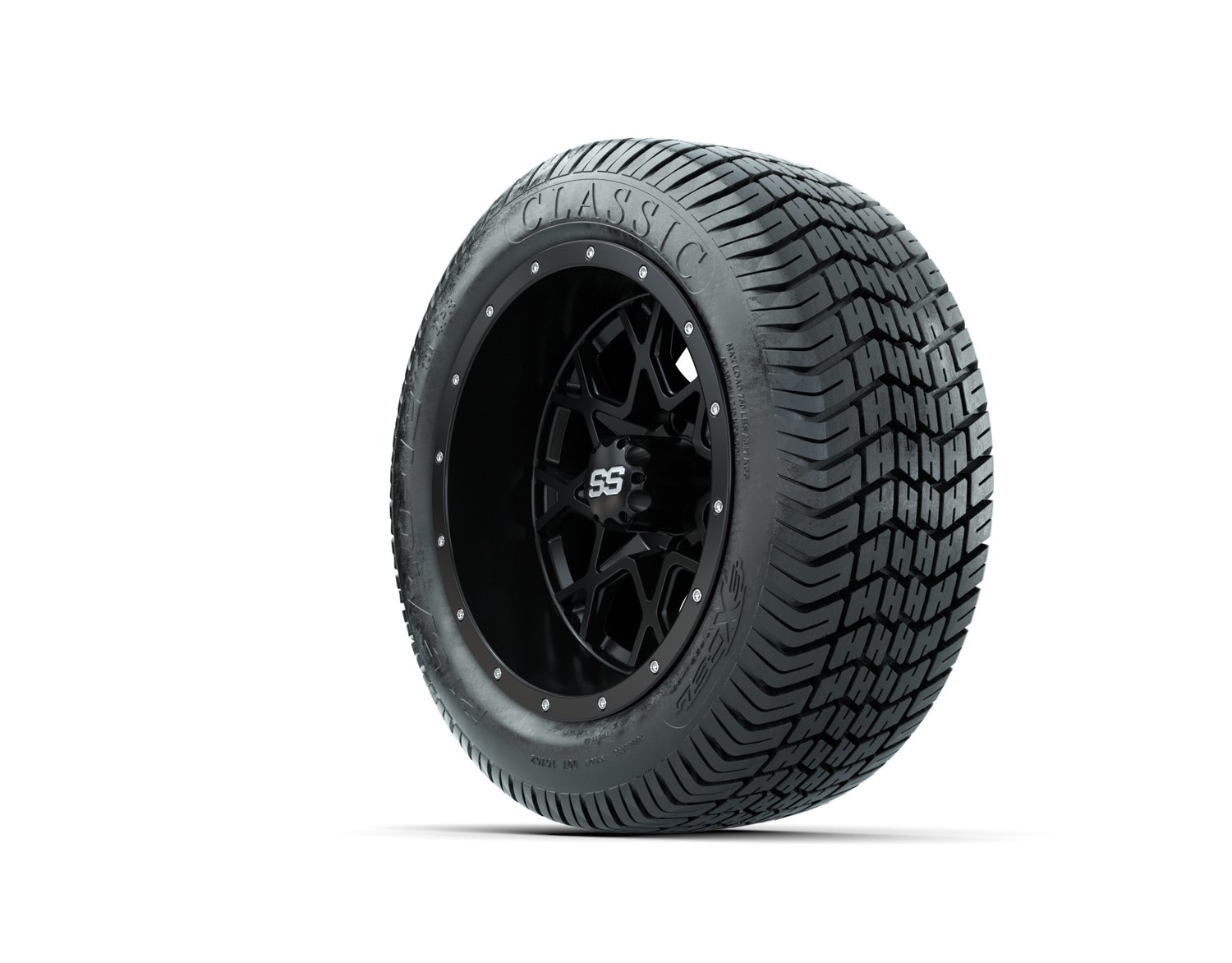 A19-621 VORTEX 2 WHEEL, 12X7 MATTE BLACK, TIRE, 215/40-12 4PR EXCEL CLASSIC, 12", Street