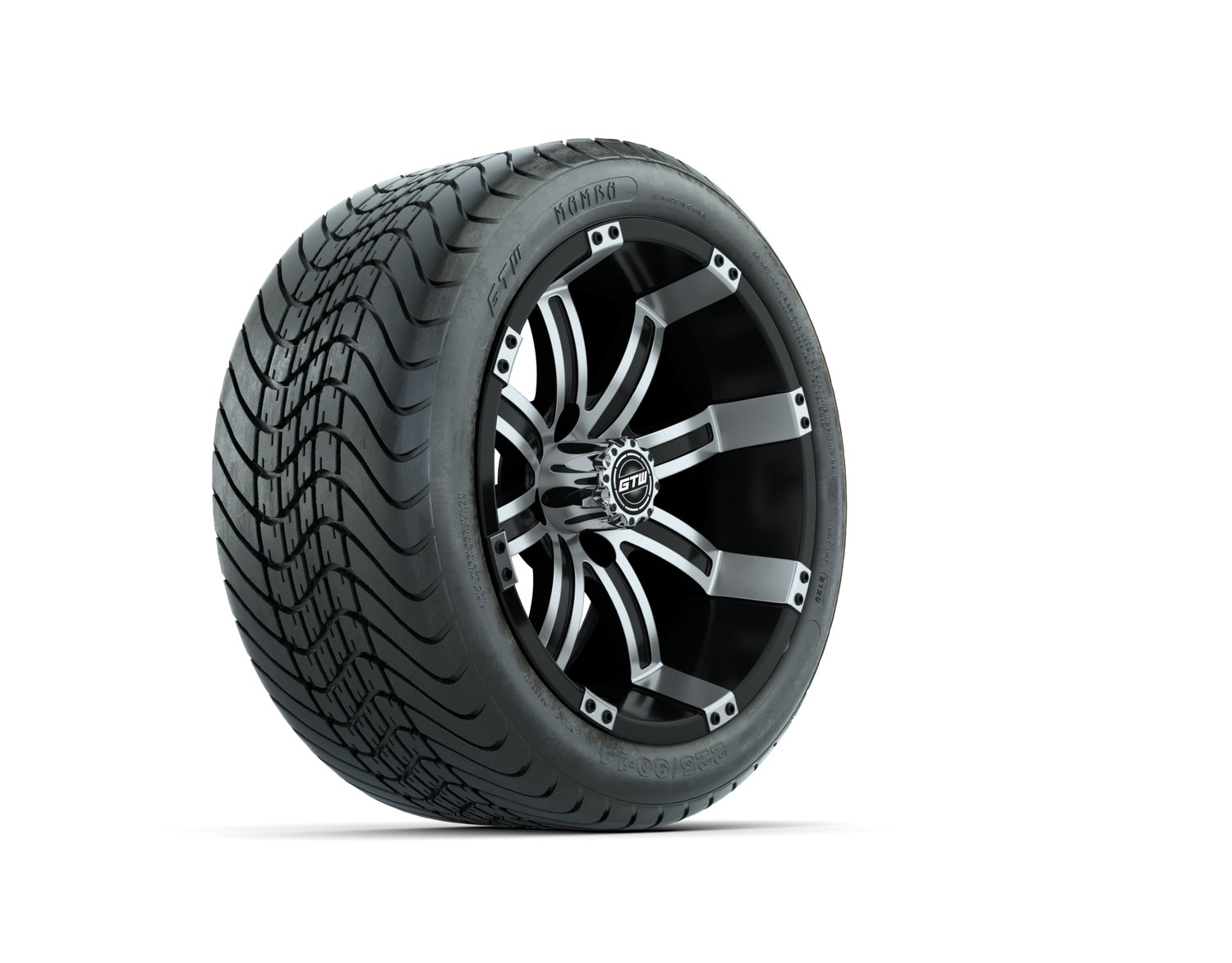 19-142 A19-XXX 14 GTW Tempest 14x7 Machined Black Wheel TIRE, 225:30-14 4PR, GTW MAMBA STREET 19-142 20-040