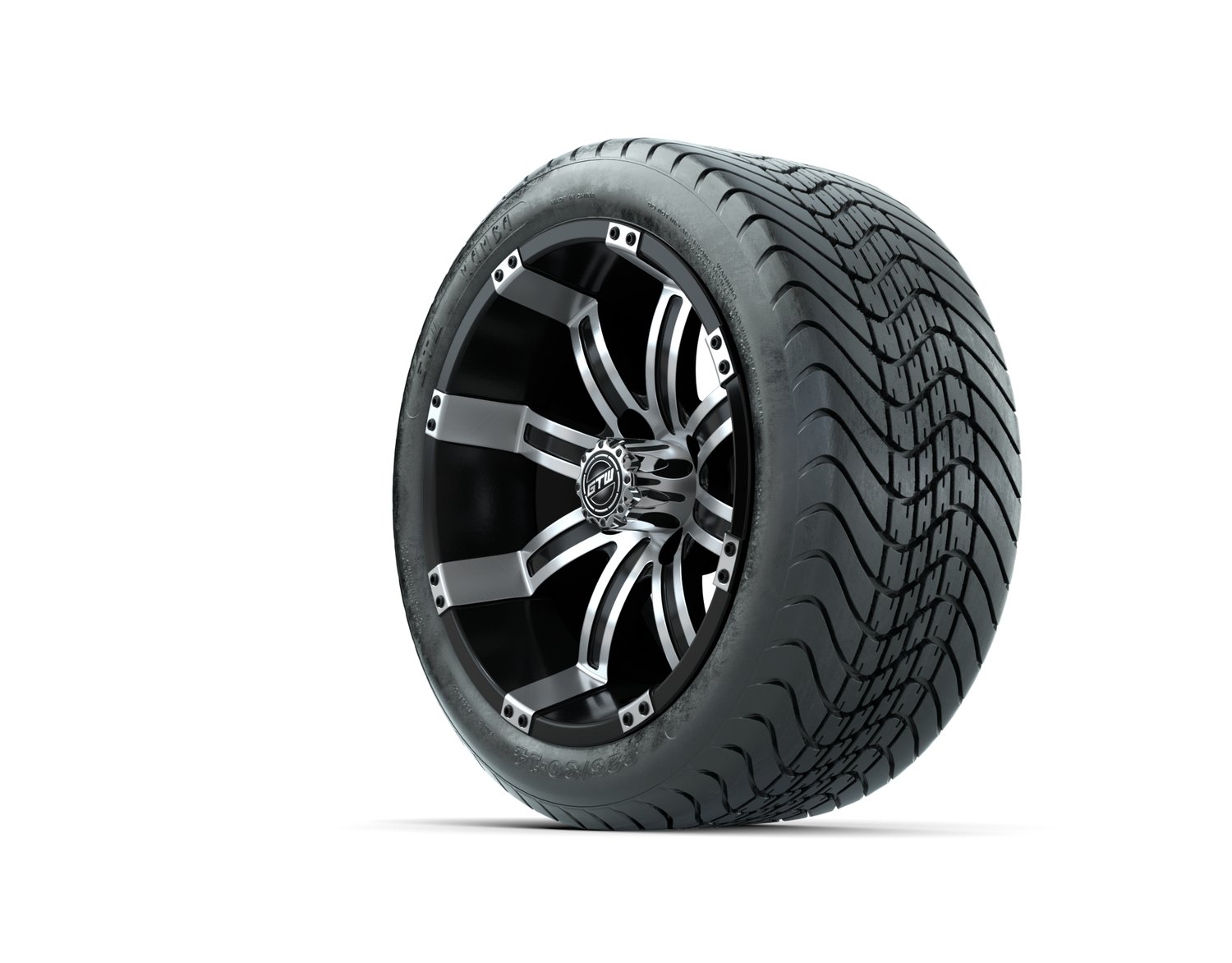 19-142 A19-XXX 14 GTW Tempest 14x7 Machined Black Wheel TIRE, 225:30-14 4PR, GTW MAMBA STREET 19-142 20-040